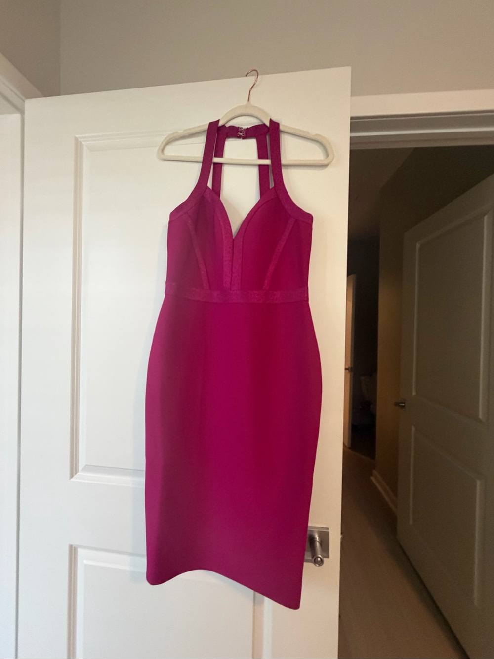 bebe Hot Pink Strappy Midi Dress